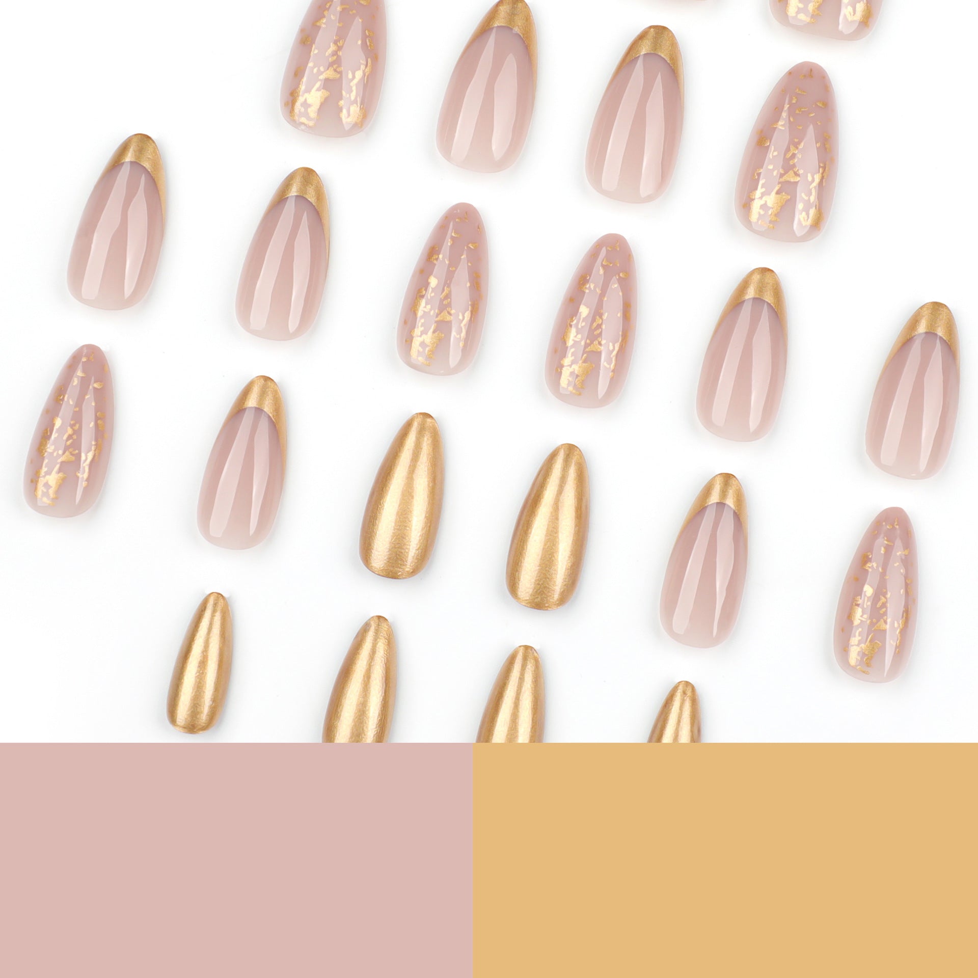 Flashing pearlescent wearable nail tips, short almond nail tips, simple European and American popular wearable false nails
