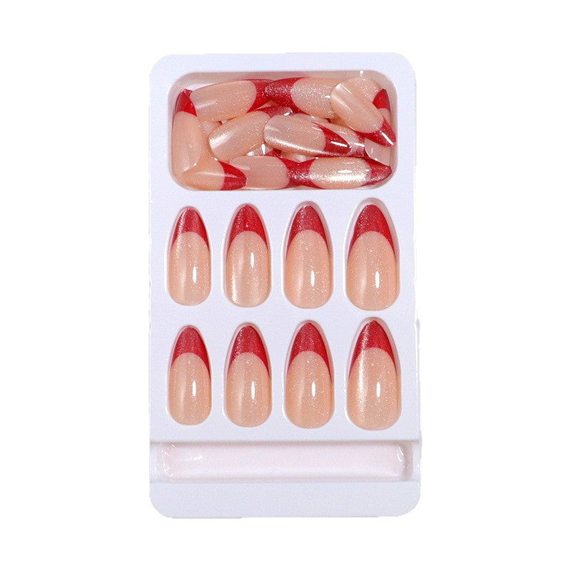 24PCS Crystal Cat Eye French Press On Nails – Reusable Detachable Nail Tips, Trendy INS Style 