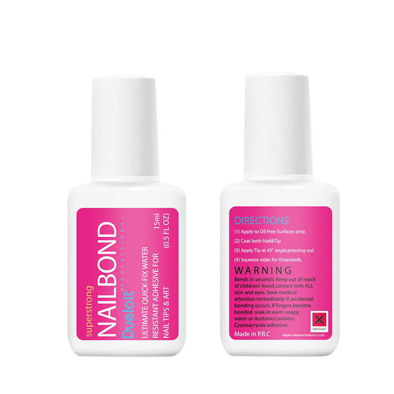 Strong Nail Glue with Brush – Quick Dry, 15ml Large Bottle for Press-On Nails 