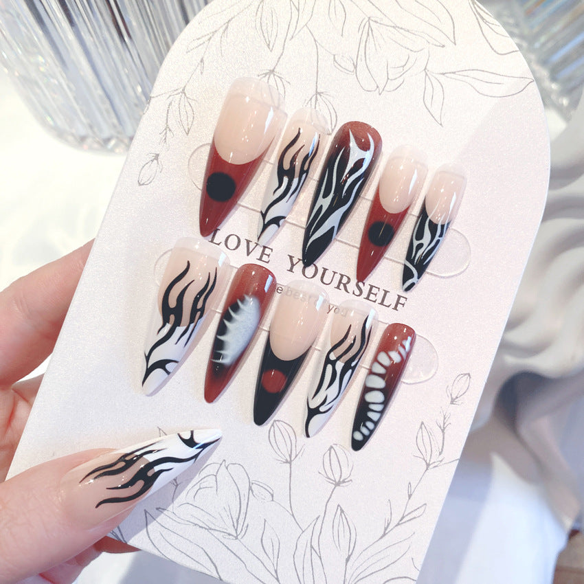 Gothic Skull Halloween Press On Nails – Reusable Fake Nail Tips W18 