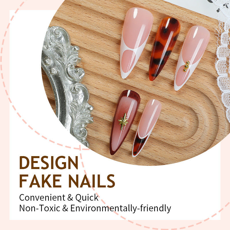 24PCS Long Stiletto Leopard Print Press On Nails – Reusable Fake Nail Tips 