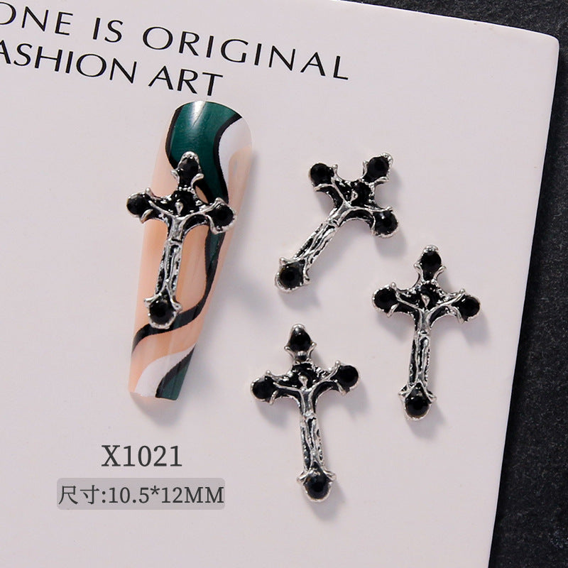 Gothic Punk Nail Art Decorations – Skull Cross Heart Alloy Charms 