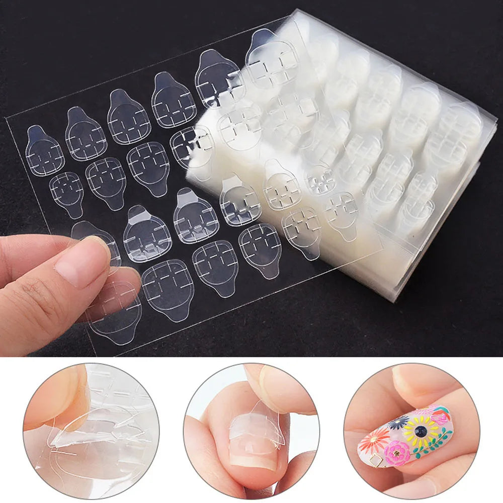 288Pcs Nail Adhesive Tabs – Double-Sided Waterproof Transparent Glue Stickers
