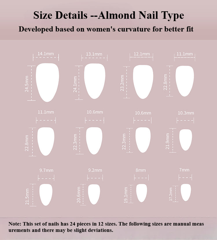 Flashing pearlescent wearable nail tips, short almond nail tips, simple European and American popular wearable false nails
