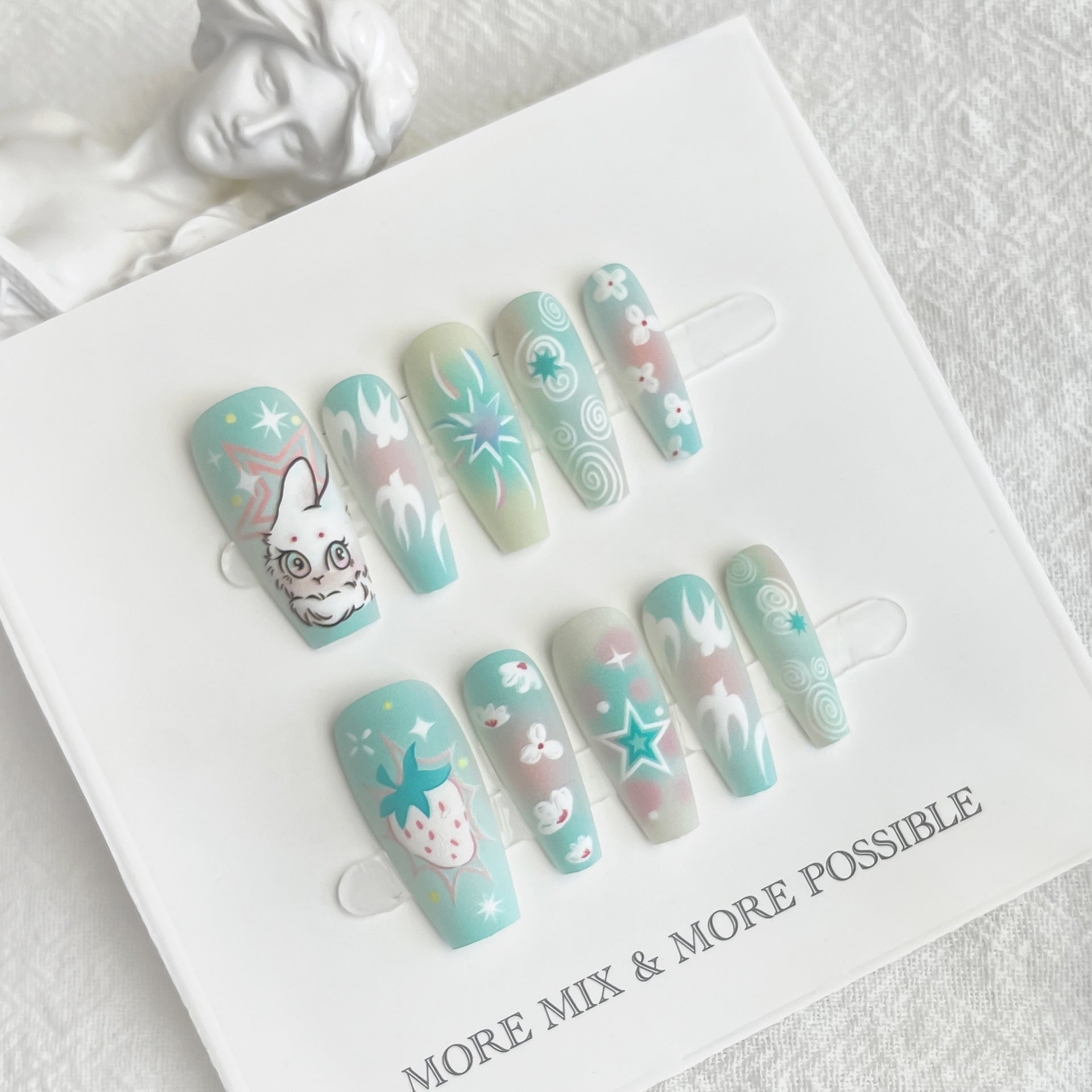 Cartoon Cute Rabbit Middle Ladder Fake Nails Nail Polish