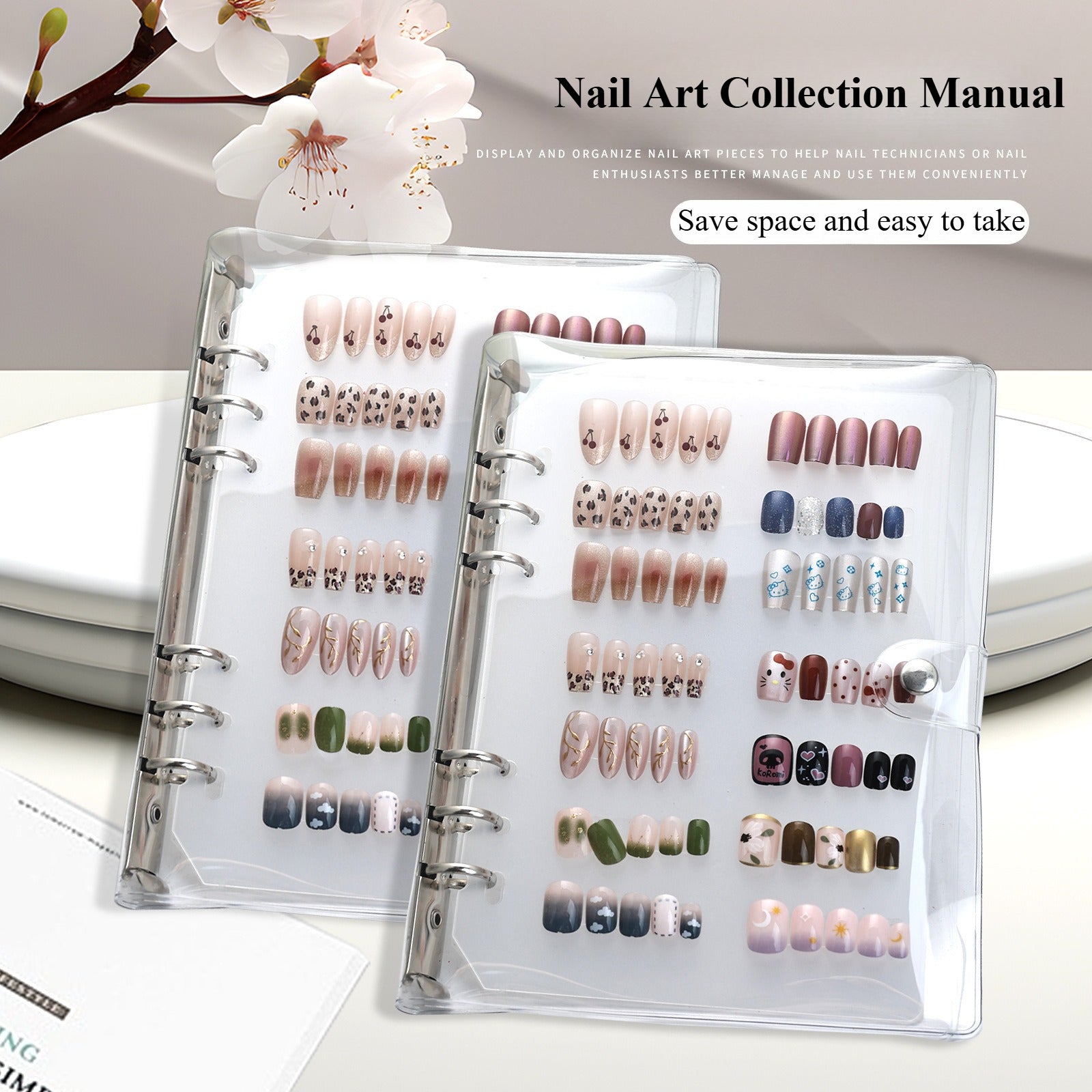 Press On Nails Storage Book – Nail Art Display Organizer, Reusable Collection Album for Fake Nail Tips 