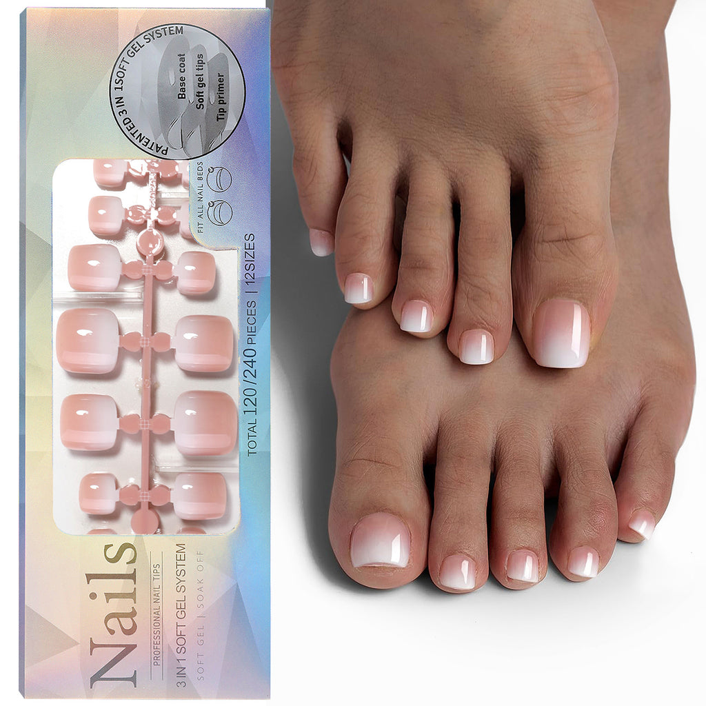French Nail Finished Wear Nail Frosted Toe Nail Patch